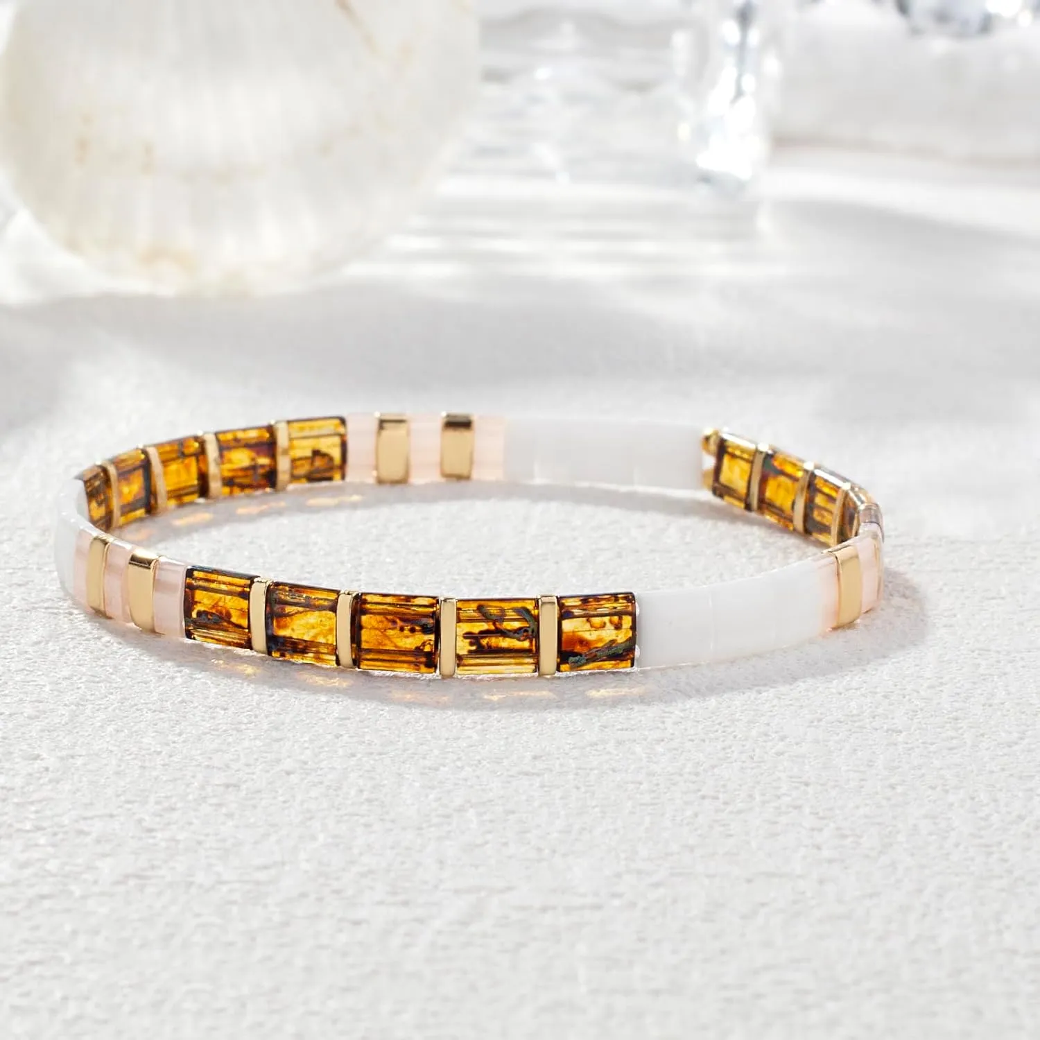 KELITCH Tila Beaded Bracelet for Women Simple Stretch Colorful Handmade Bracelet Summer Fashion Charm Jewelry