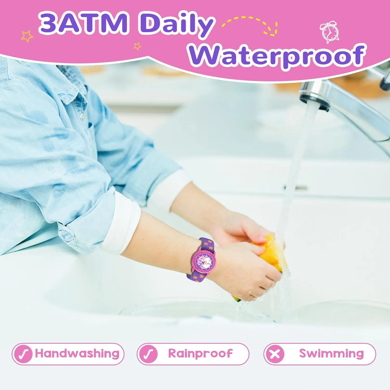 Kids Analog Watches for Girls Boys with Soft Elastic Fabric Strap, Learning Time Waterproof Watch for Ages 3-12 Kids, Gift for Toddler Children
