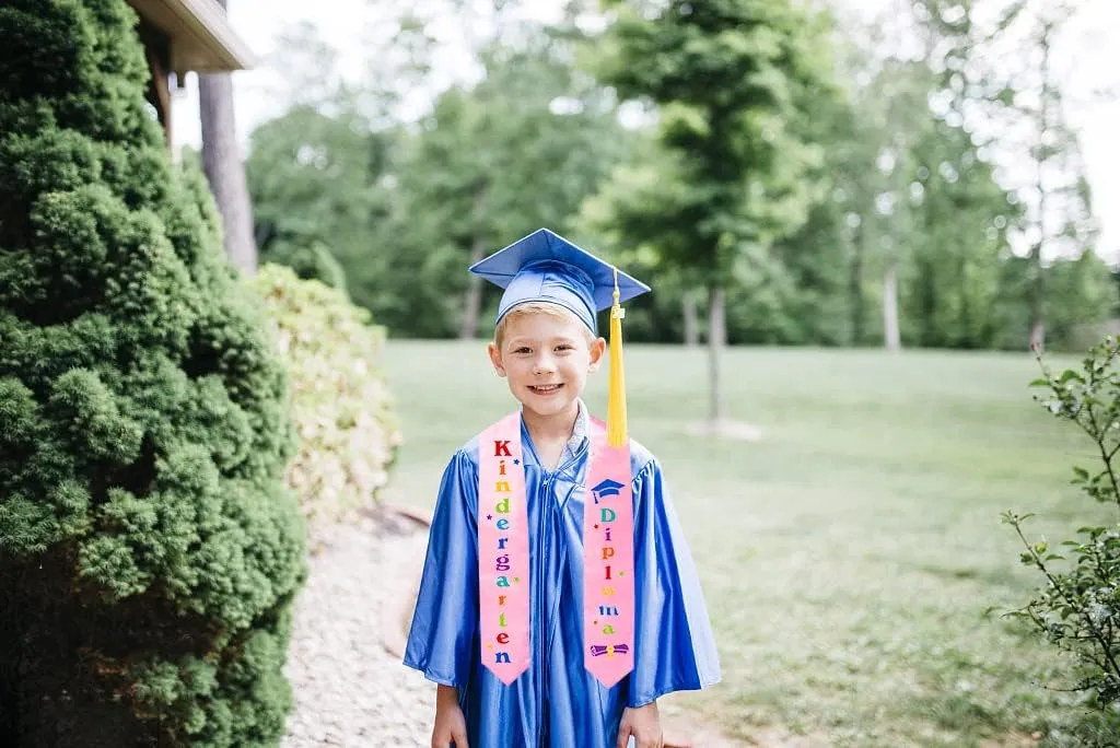 Kids Kindergarten Graduation Sash Graduation Double Sided Printed Stole Unisex Preschool Graduation Colorful Word Satin Stole