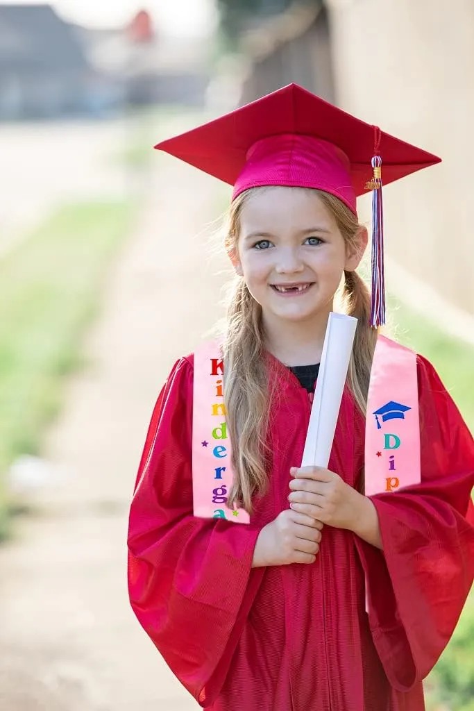 Kids Kindergarten Graduation Sash Graduation Double Sided Printed Stole Unisex Preschool Graduation Colorful Word Satin Stole