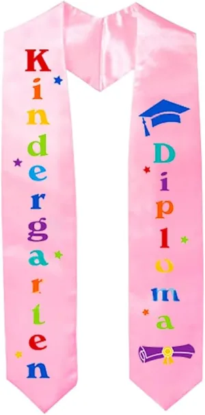 Kids Kindergarten Graduation Sash Graduation Double Sided Printed Stole Unisex Preschool Graduation Colorful Word Satin Stole