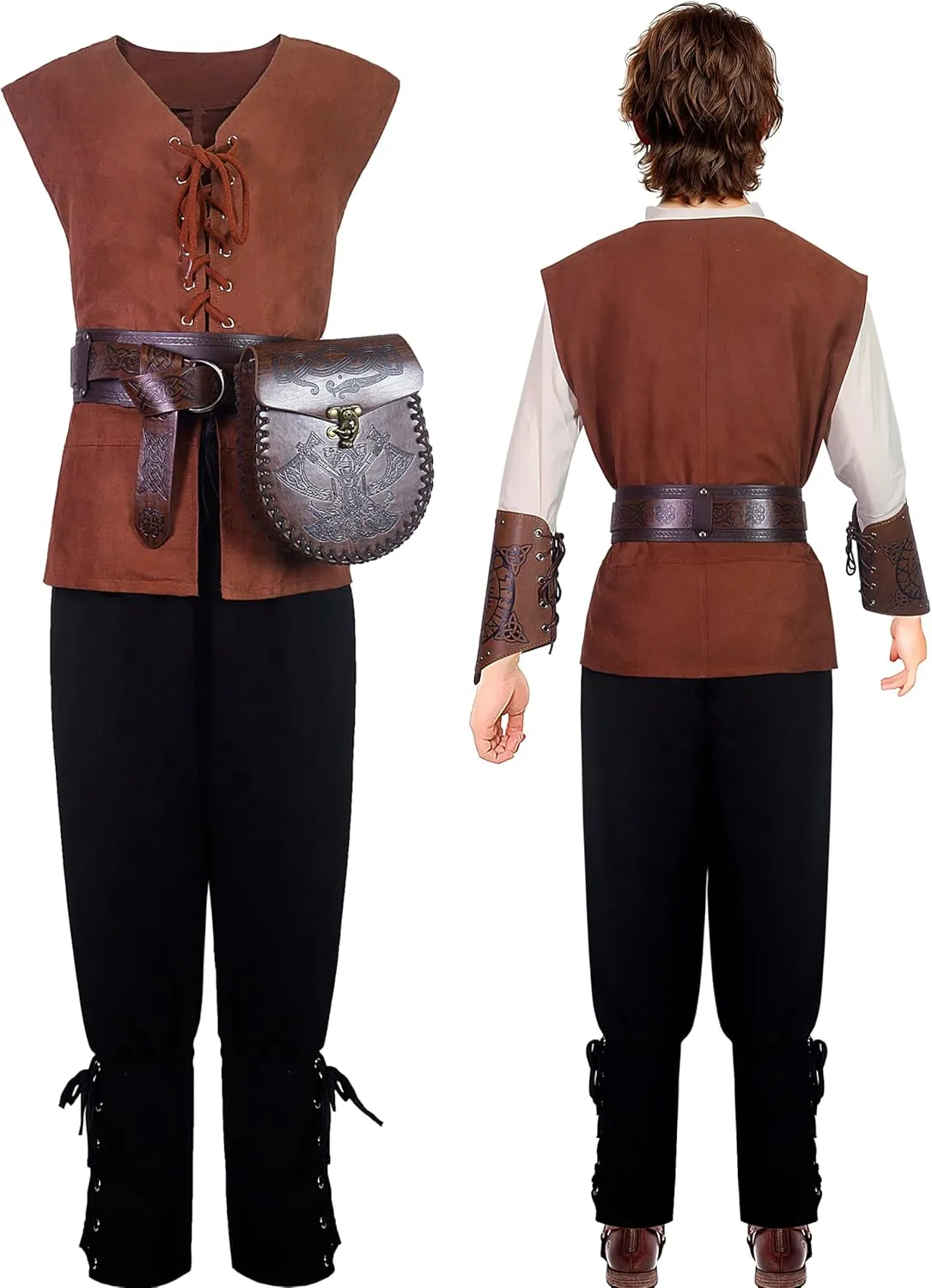 Kids Pirate Costume Boys Medieval Golden Age of Piracy Cosplay 8Pcs Sets for Halloween 4-12 Years