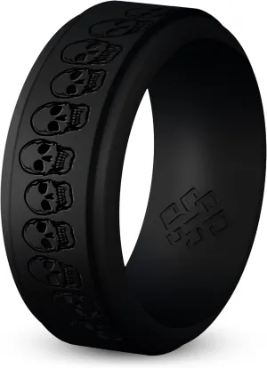 Knot Theory Skeleton Skull Silicone Ring for Men Women - Breathable Comfort Fit 8mm Bandwidth