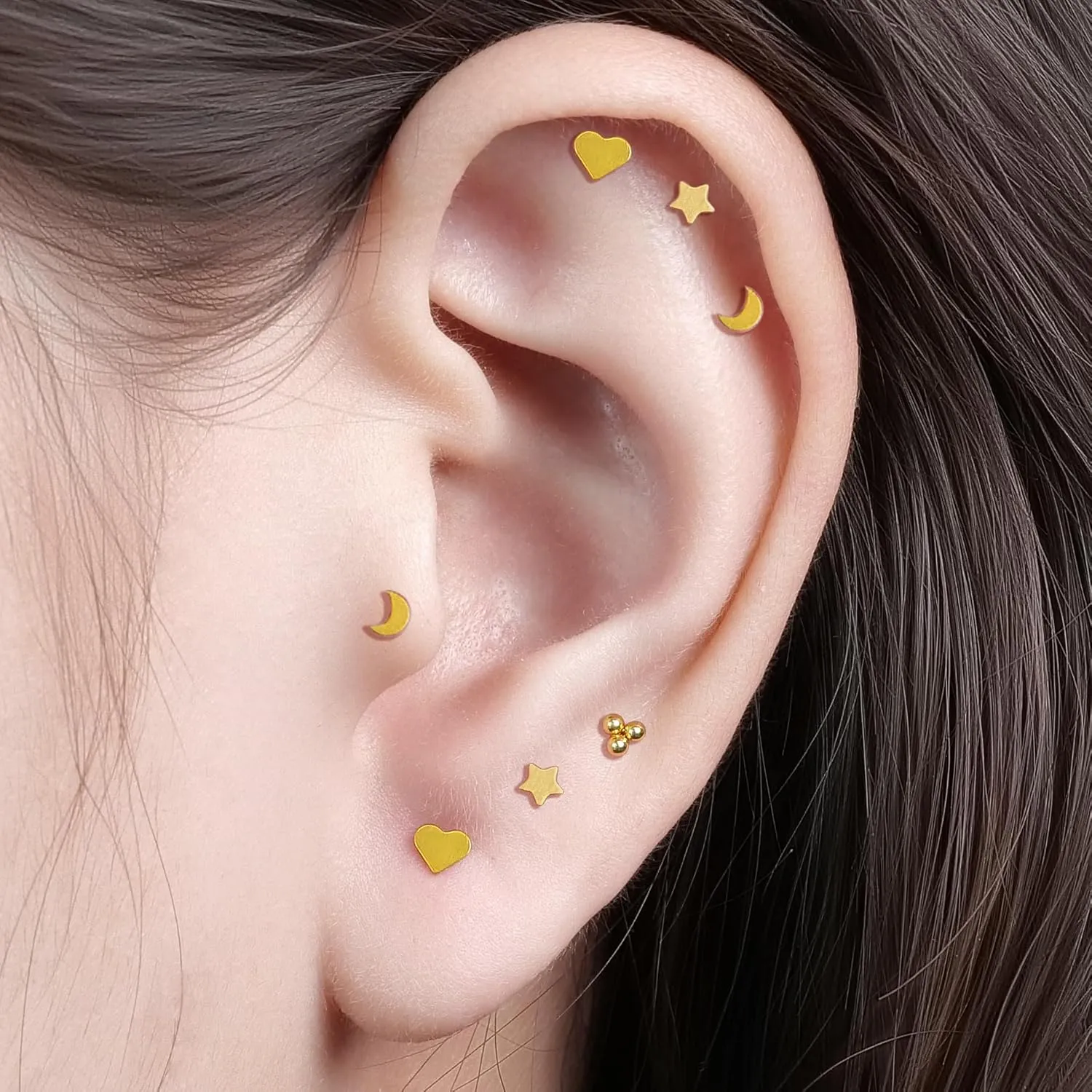 limerencia 18G Pure Titanium Body Piercing Jewelry, G23 Hypoallergenic Flat Back Internally Threaded Tragus Helix Cartilage Conch Medusa Lip Labret Piercing Stud Earrings for Women Men