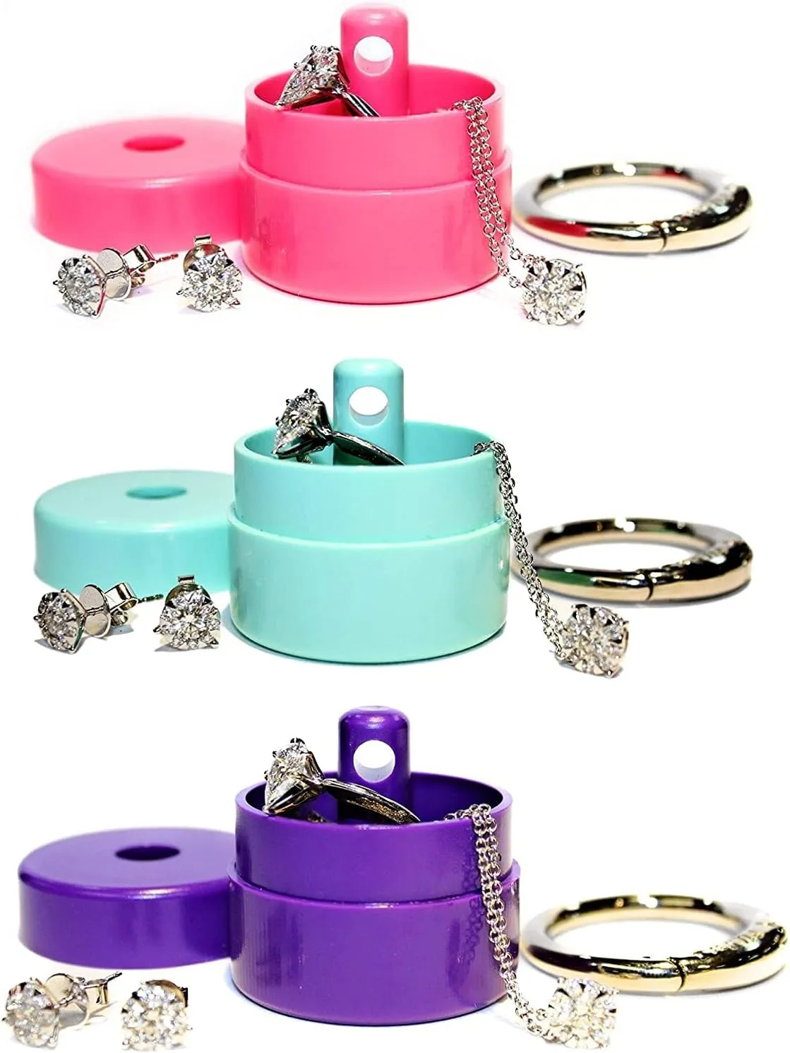 Lion Latch Travel Jewelry Box Case, Ring Holder on Shark Tank - Ring Holder for Women Girls with Keychain, Small Jewelry Organizer Boxes, Portable Ring Keeper Key Chain, Jewelry Storage Case