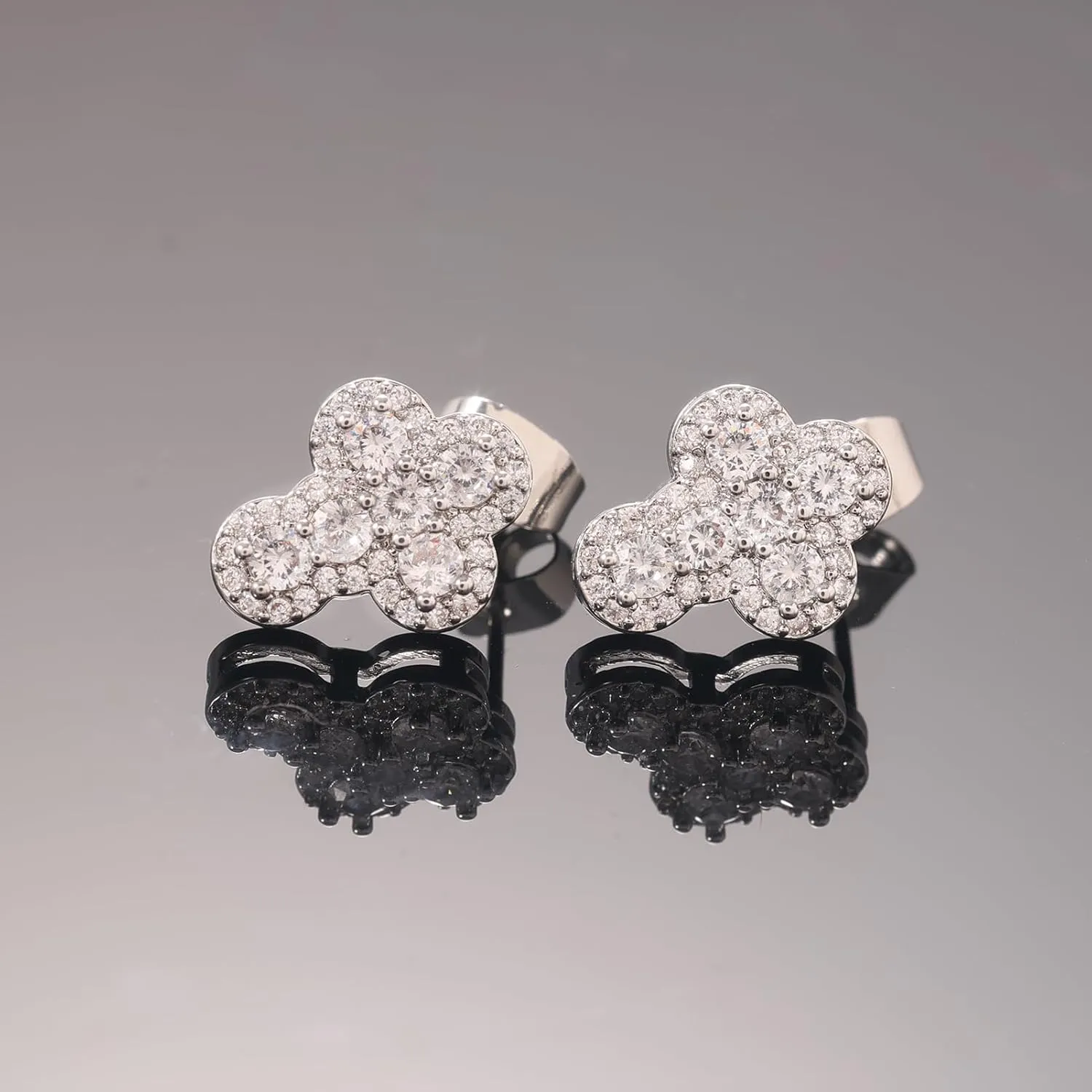 Lulu Mel Cross Earrings Hypoallergenic Stud Earrings For Men Women Trendy, Iced Out Small Cross Cloud Shaped Earrings Studs, Hip Hop Diamond Jewelry Cubic Zirconia Bling Jewelry Dainty Cross Earrings