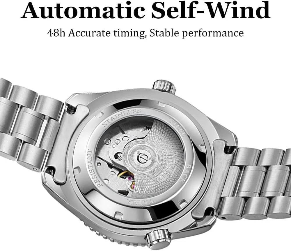 Luxury Mens Watch Male Automatic Fashion Mechanical Watches Date Luminous Diamond Dial Steel Strap Wristwatch Green
