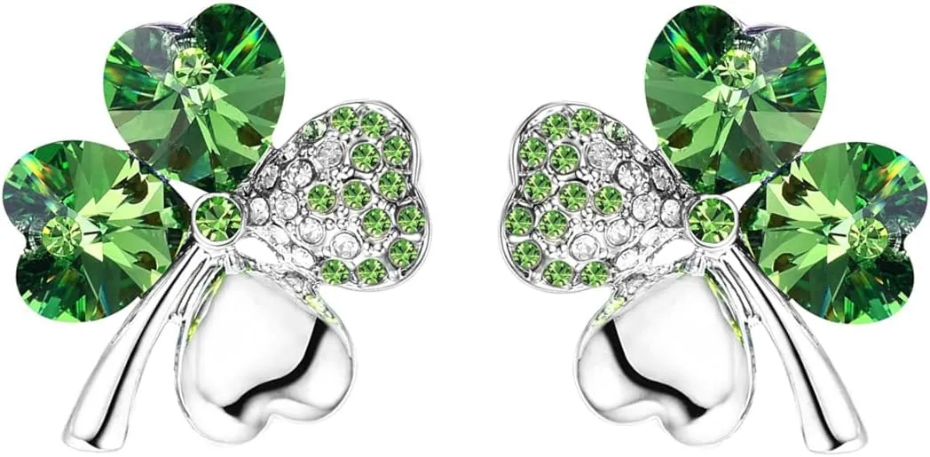 Mall of Style Four Leaf Clover Necklace - St.Patricks Day Earrings - Shamrock Earrings - Irish Jewelry - Bracelet