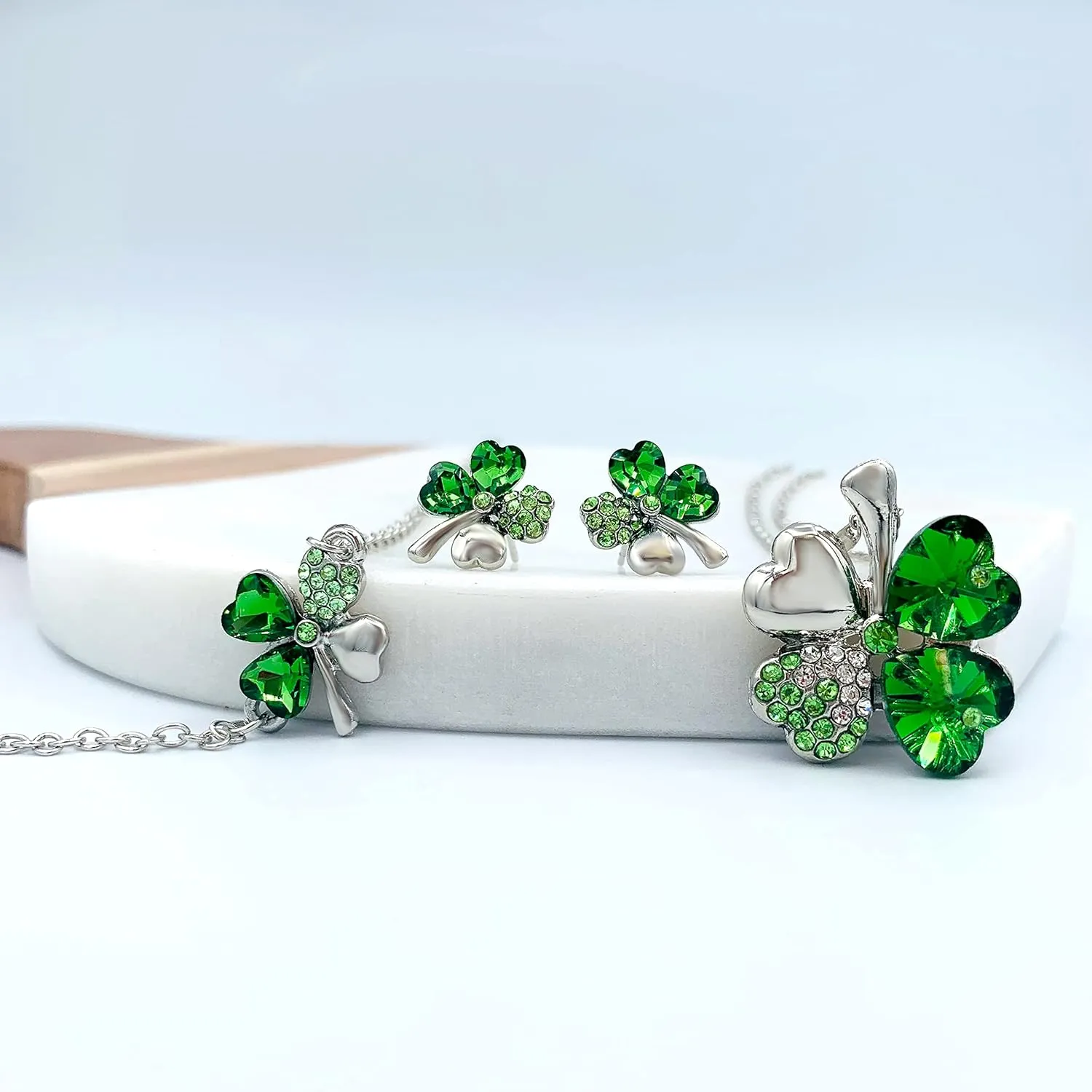 Mall of Style Four Leaf Clover Necklace - St.Patricks Day Earrings - Shamrock Earrings - Irish Jewelry - Bracelet