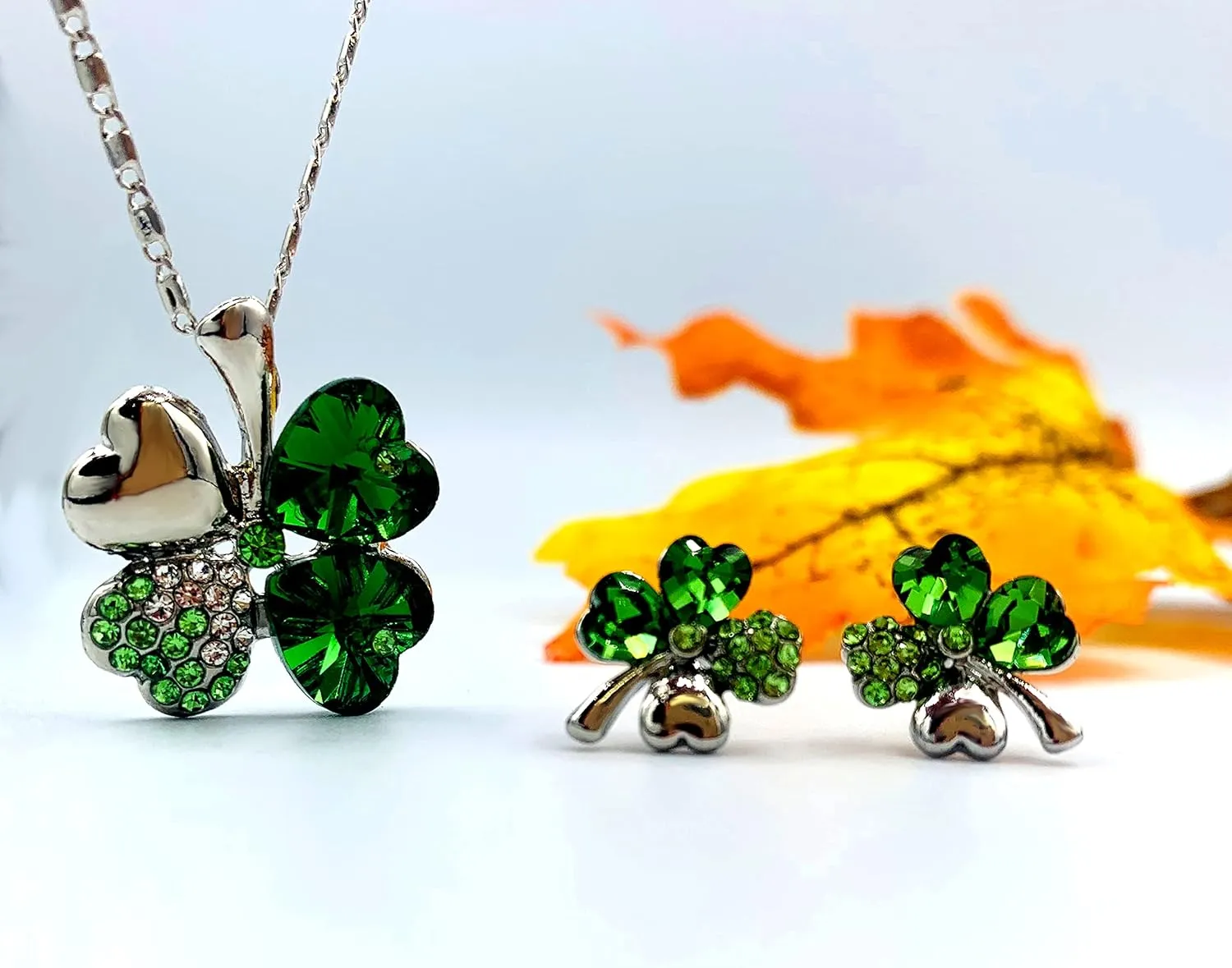 Mall of Style Four Leaf Clover Necklace - St.Patricks Day Earrings - Shamrock Earrings - Irish Jewelry - Bracelet