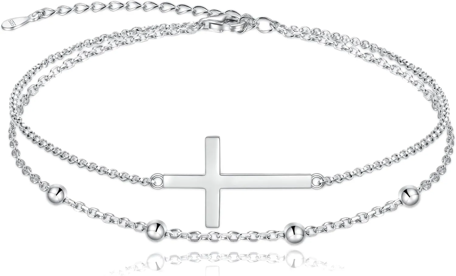 MANBU Sterling Silver Cross Bracelet for Women: Faith Cross Adjustable Bracelet Jewelry Faith Gifts for Teens