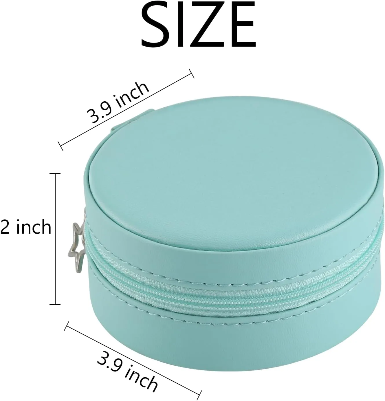 MAYCARI Portable Mini Jewelry Box for Girls Round Pu Leather Travel Jewelry Case for Pendant, Earring, Necklace, Ring Jewelry Gift Storage Organizer for Women (Blue)