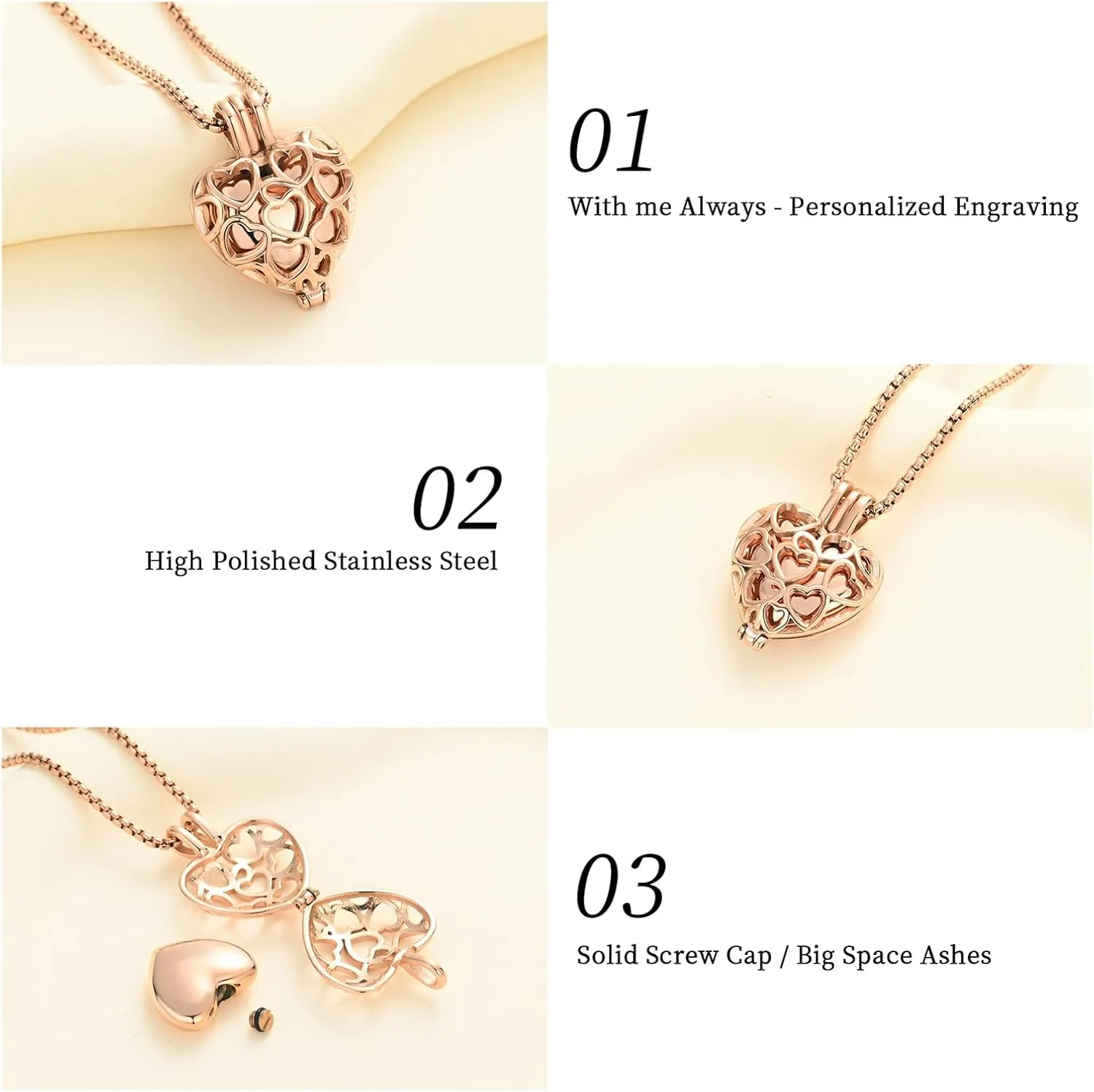 Memorial Cremation Jewelry Eternal Heart Cremation Locket Necklace With Mini Urn Jewelry For Ashes Of Loved Ones Keepsale Pendant