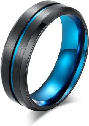 Men's Rings Vintage, Brushed Two-Color Engraved Customized Promise Ring Band, Multicolor Vintage Punk Rings Stainless Steel Party Jewelry