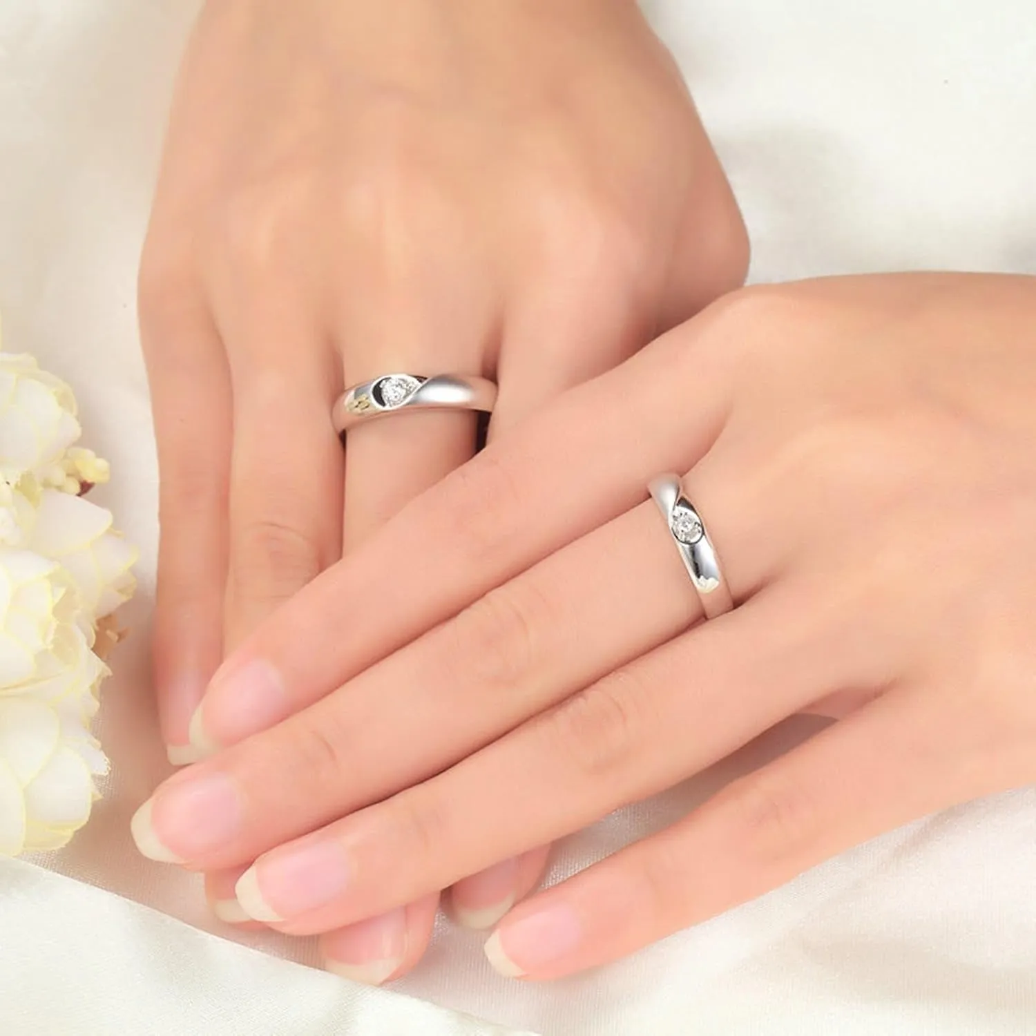 Metal Rings for Women, Solitaire Engagement Rings for Women 18K White Gold AU750 2 0.06CT I-J Round VVS Lab Grown Diamonds Woman 4   Man 7 Valentine