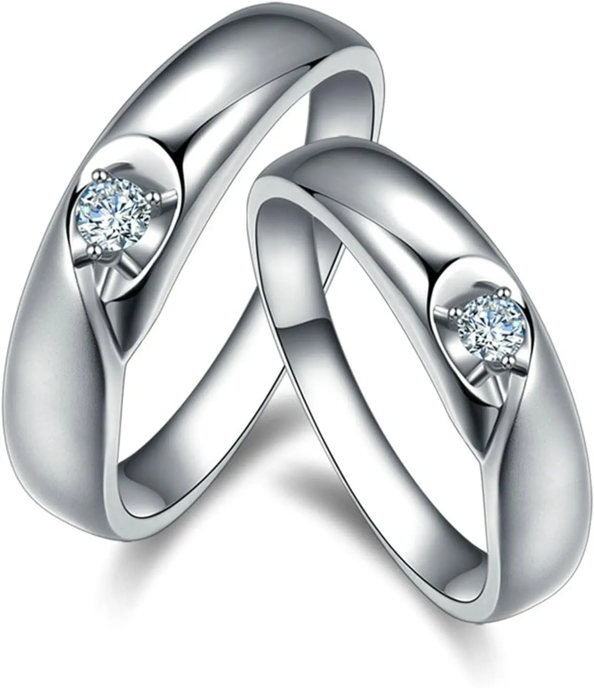 Metal Rings for Women, Solitaire Engagement Rings for Women 18K White Gold AU750 2 0.06CT I-J Round VVS Lab Grown Diamonds Woman 4   Man 7 Valentine