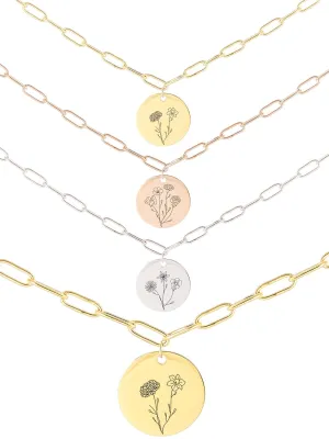 MignonandMignon Multiple Birth Flower Necklace for Women Bridesmaid Paper Clip Chain Combined Flower Mother's Day -P-XLCN-MFL