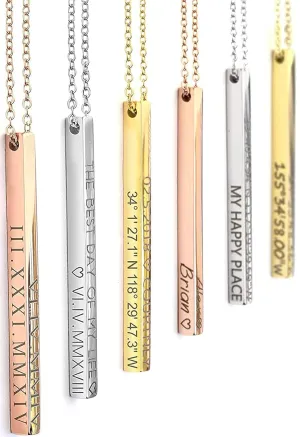 MignonandMignon Personalized Vertical Necklace for Women Mother's Day Gift Bridesmaid Proposal Coordinate Jewelry - 4SBN-D