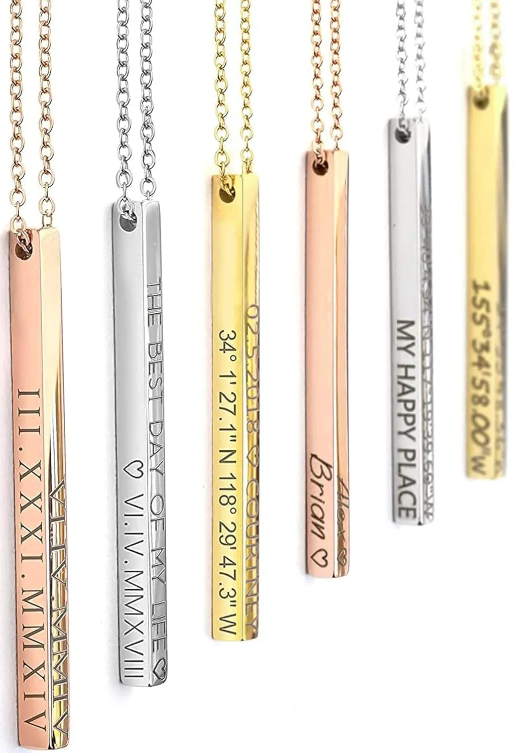 MignonandMignon Personalized Vertical Necklace for Women Mother's Day Gift Bridesmaid Proposal Coordinate Jewelry - 4SBN-D