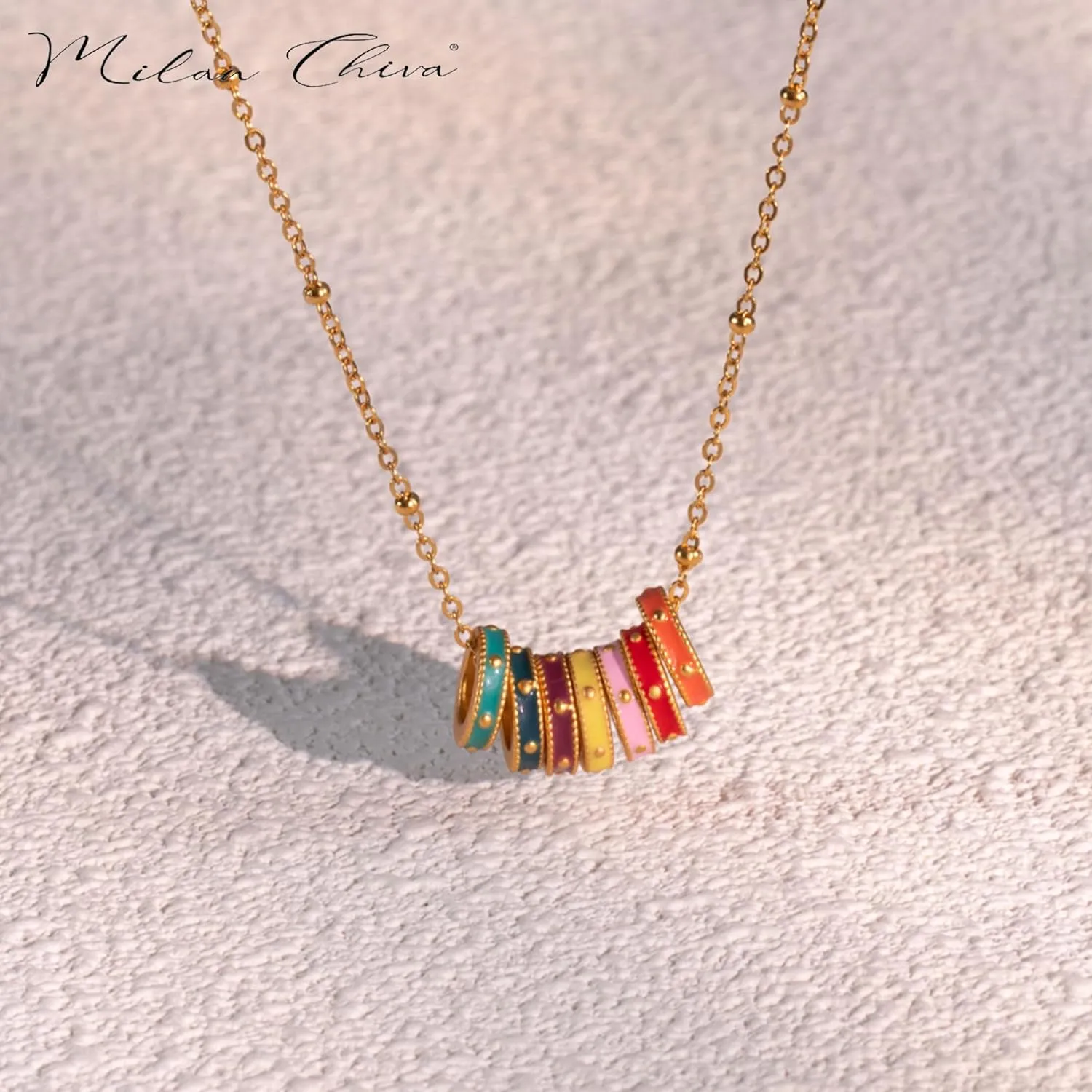 Milan Chiva Gold Pendant Necklace for Women 14K Dainty Charm Statement Chain Jewelry