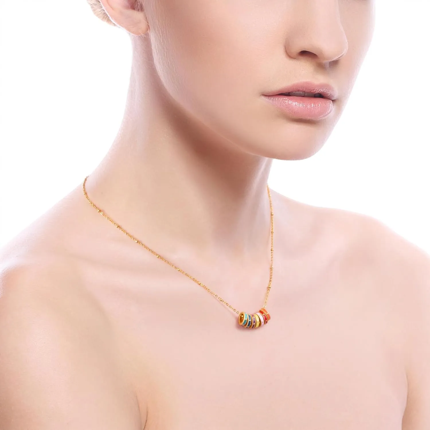Milan Chiva Gold Pendant Necklace for Women 14K Dainty Charm Statement Chain Jewelry