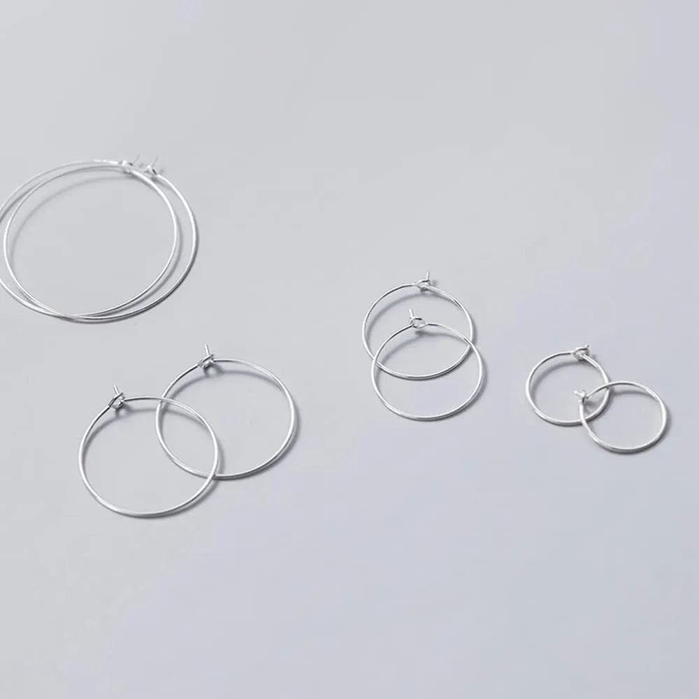Minimalist Super Thin Wire 925 Sterling Silver Small Hoop Earrings for Women Teen Little Dainty Basketball Huggie Round Circle Hoops Hypoallergenic Hooped Fashion Jewelry Gifts Bff Daughter Her