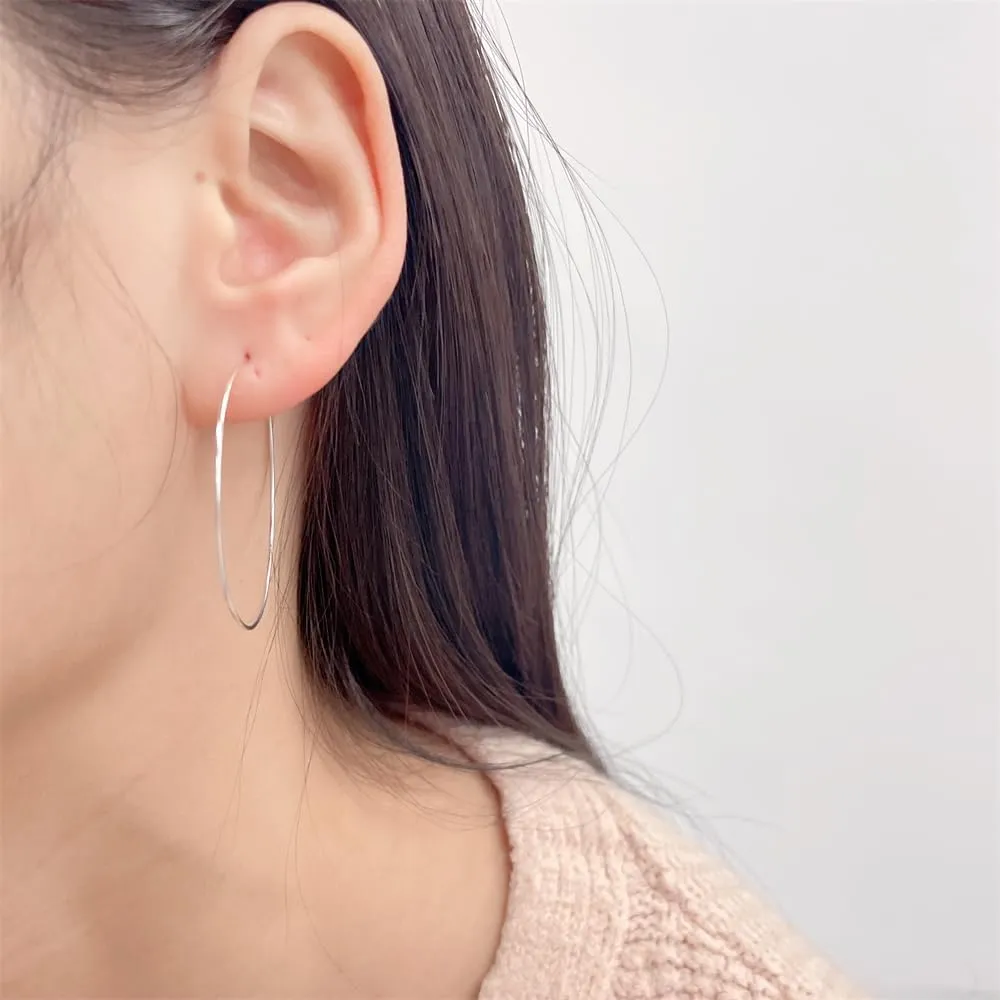 Minimalist Super Thin Wire 925 Sterling Silver Small Hoop Earrings for Women Teen Little Dainty Basketball Huggie Round Circle Hoops Hypoallergenic Hooped Fashion Jewelry Gifts Bff Daughter Her