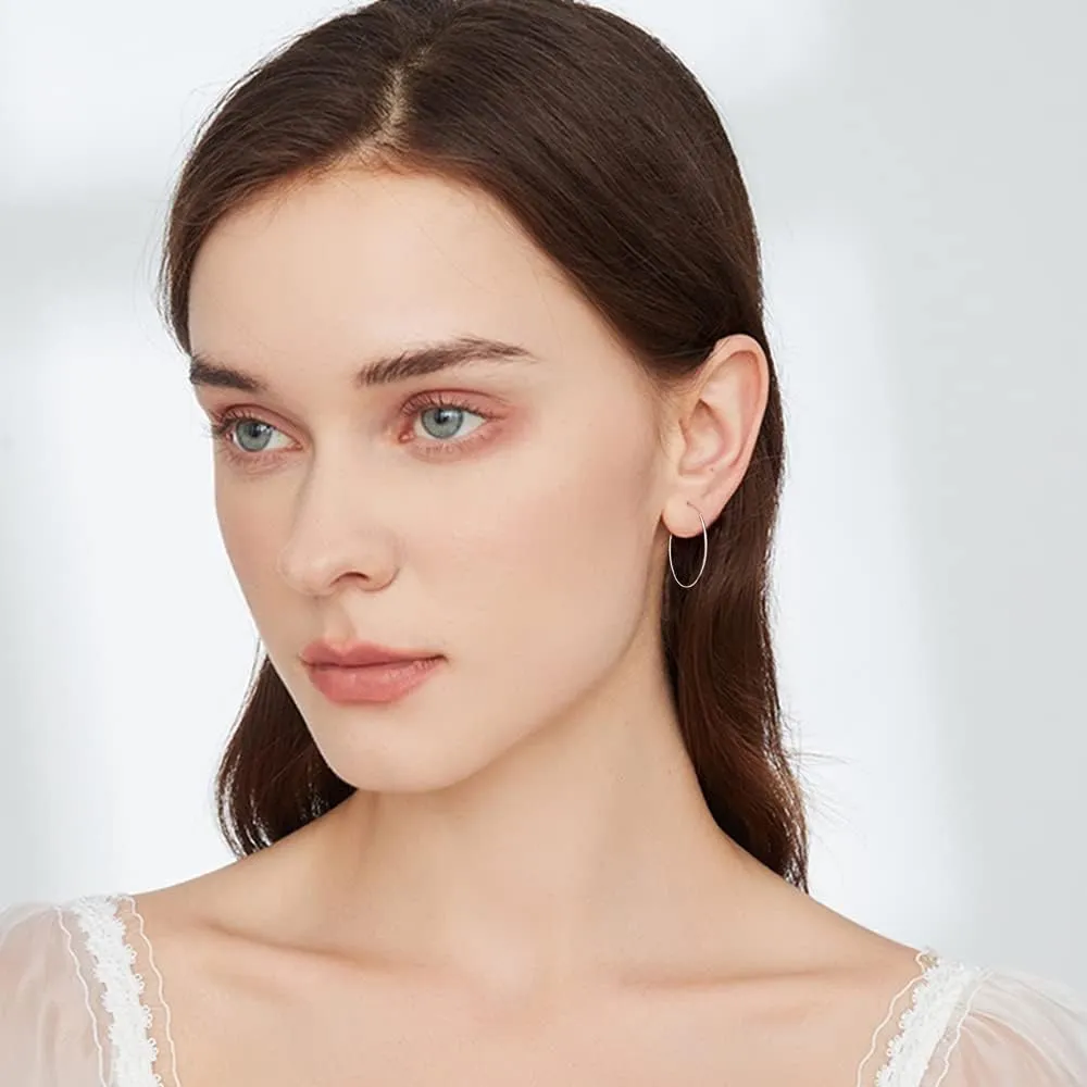 Minimalist Super Thin Wire 925 Sterling Silver Small Hoop Earrings for Women Teen Little Dainty Basketball Huggie Round Circle Hoops Hypoallergenic Hooped Fashion Jewelry Gifts Bff Daughter Her