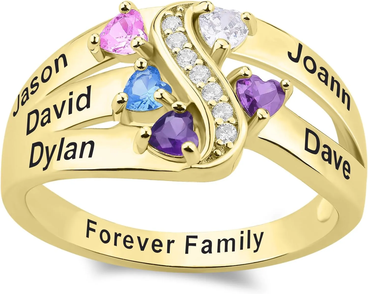 MissNaNa Personalized 2-6 Birthstone Rings 925 Sterling Silver Personalized Grandma Mother Rings Custom Engagement Name Rings for Her Girlfriend Wife