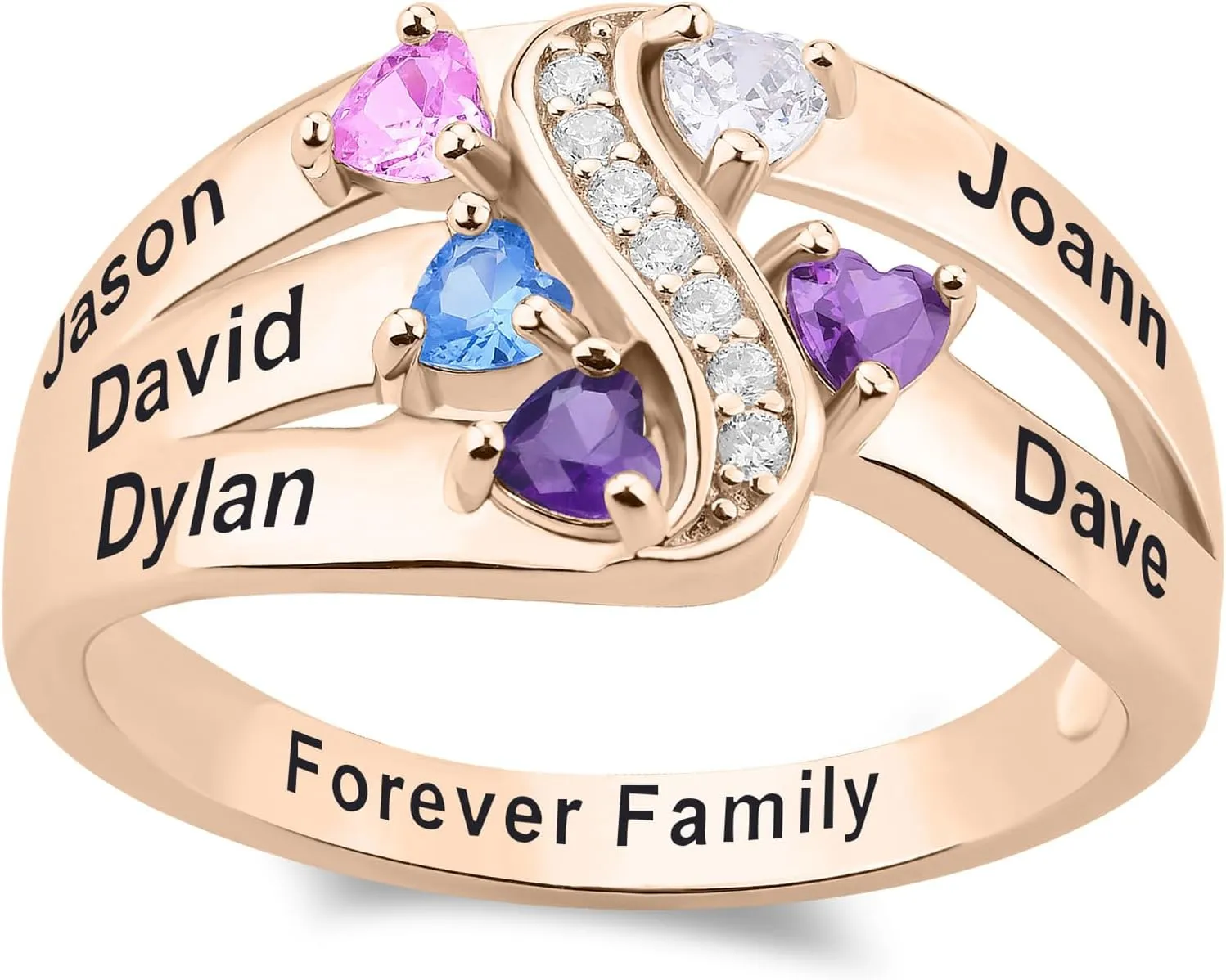 MissNaNa Personalized 2-6 Birthstone Rings 925 Sterling Silver Personalized Grandma Mother Rings Custom Engagement Name Rings for Her Girlfriend Wife