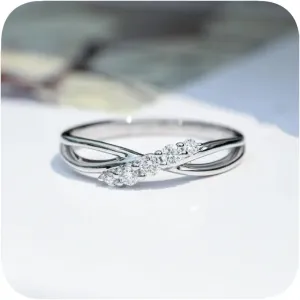 Moissanite Twisted Rope Wedding Band for Women's Plated 925 Silver Simulated Diamond Infinite Eternity Stacking Ring for Women Minimalist Jewelry Gift Size 6#