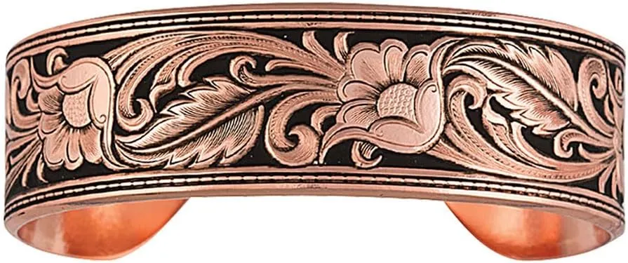 Montana Silversmiths LeatherCut Copper Finish Floral Cuff Bracelet
