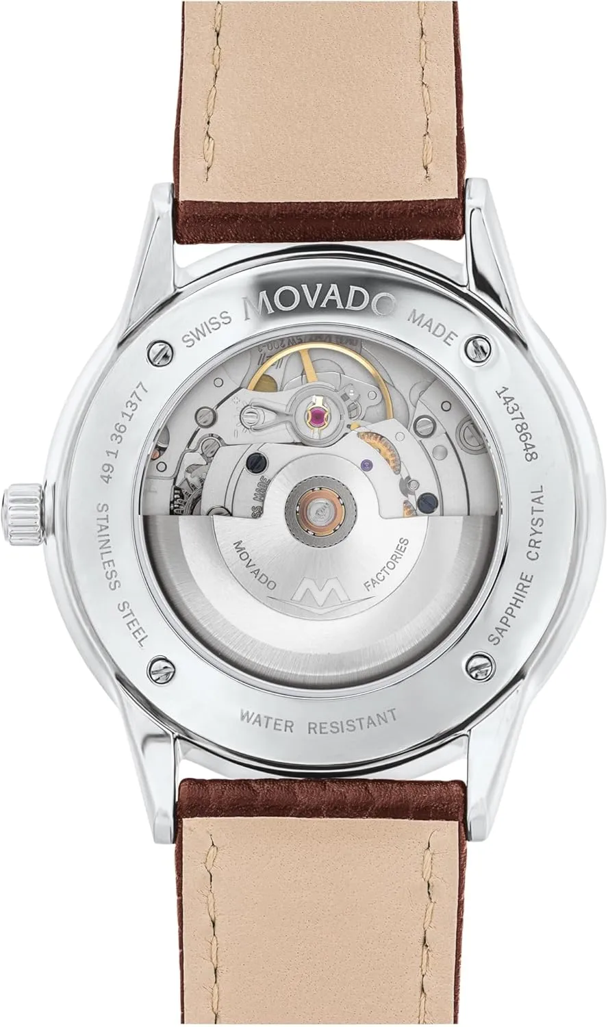 Movado 1881 Men's Automatic Swiss Watch - Self-Winding Movement, Calfskin Strap - Water Resistance 3ATM/30 Meters - Classic Luxury Mechanical Timepiece - Gift for Him - 39.5mm