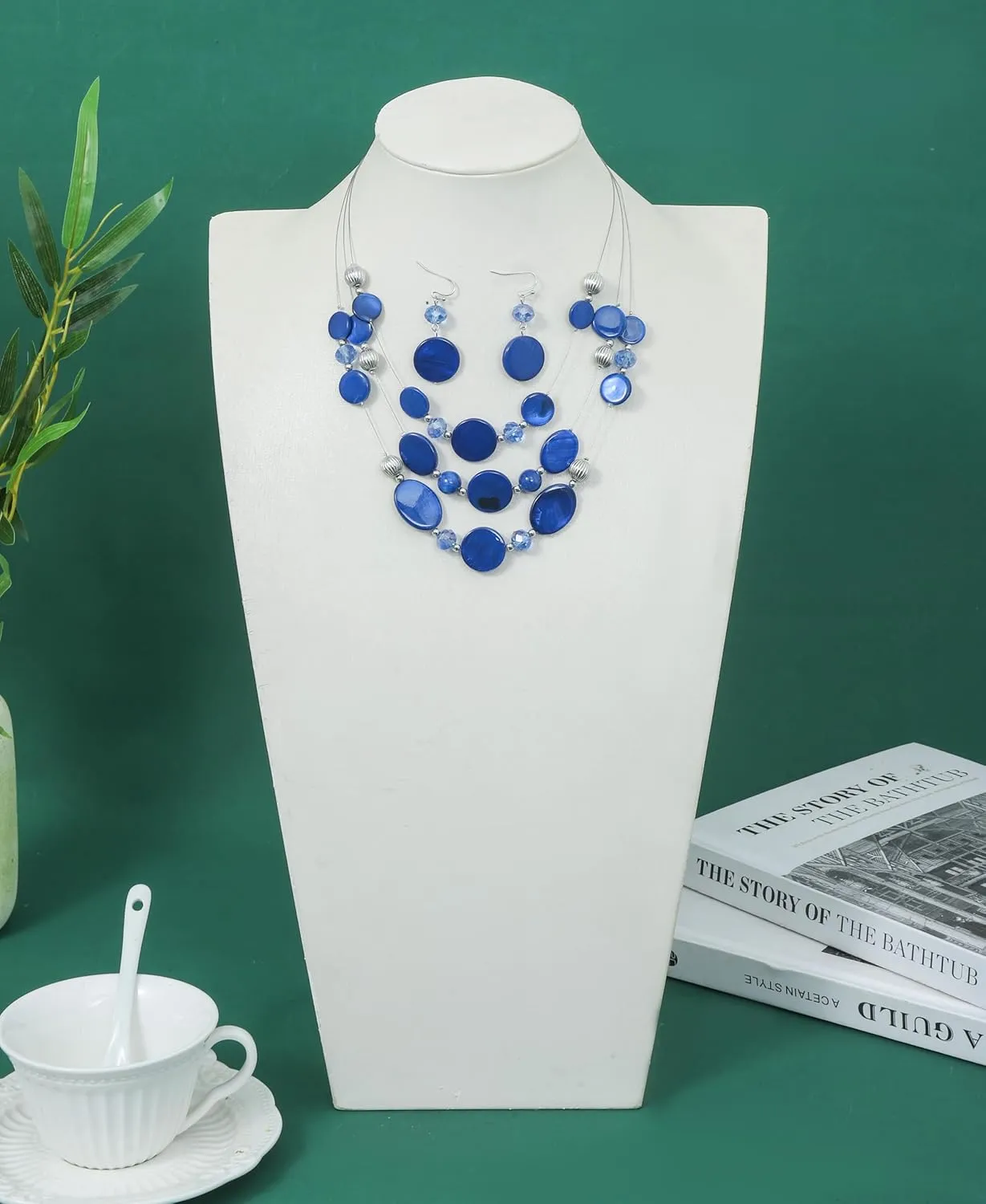 Multi Layered Shell Illusion Necklace Earring Set Colorful Chunky Beads Necklace for Women Gifts