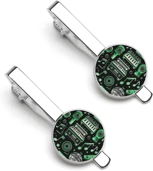 Music Club Dj Icons Tie Clip Tack Pins Cufflinks Necktie Bar Pinch Business Wedding Clothing Accessories for Men Women
