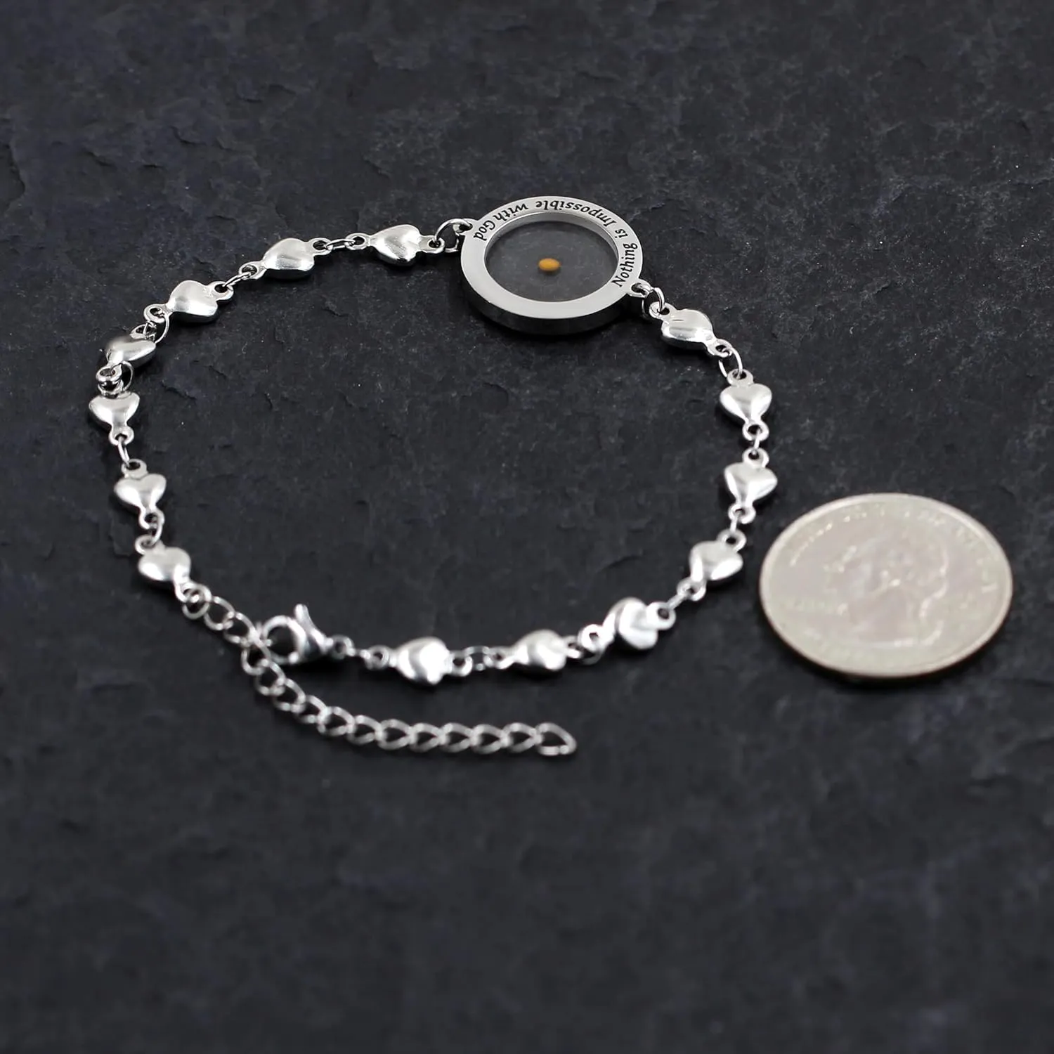 Mustard Seed Faith Bracelet for Women | Heart Chain Design with Round Mustard Seed Pendant | Christian Encouragement Religious Gift for Women Mother's Day Birthdays