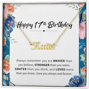Name Necklace - Personalized Pendant for 17 Year Old - Unique Birthday Gift Idea - 17CNG-I3
