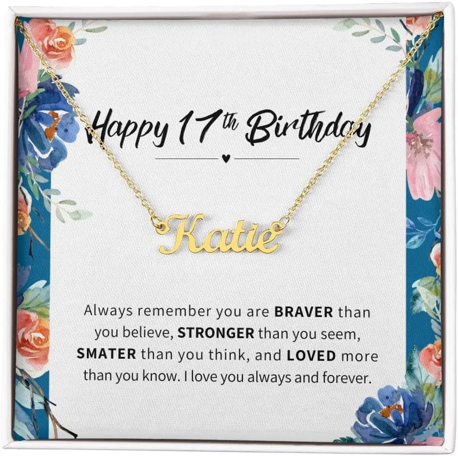 Name Necklace - Personalized Pendant for 17 Year Old - Unique Birthday Gift Idea - 17CNG-I3