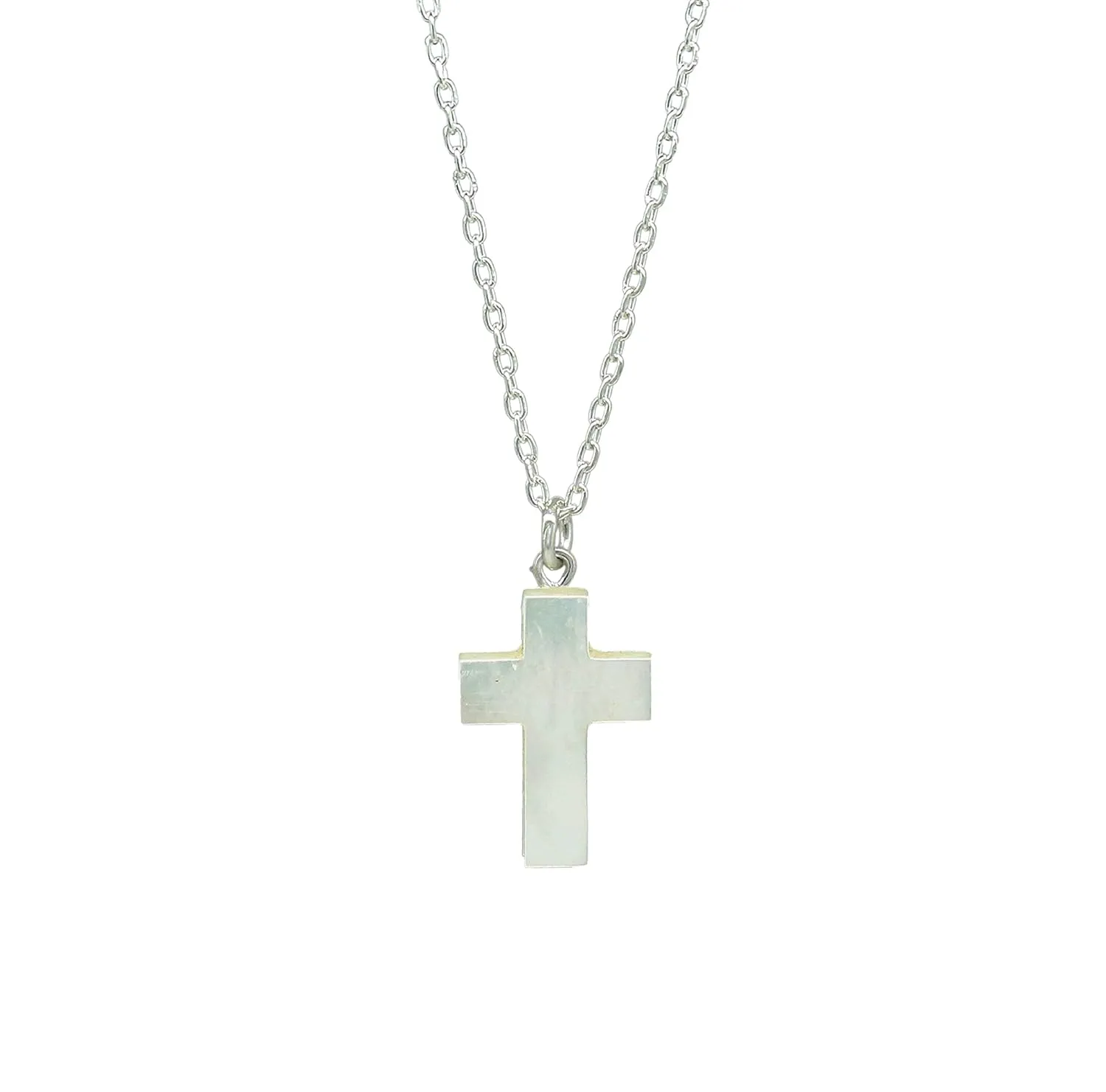 Natural Mother Of Pearl Cross Pendant Necklace, Handmade Jewelry, 925 Sterling Silver 16   2 Inch Adjustable Chain (Mother Of Pearl)