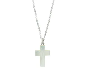 Natural Mother Of Pearl Cross Pendant Necklace, Handmade Jewelry, 925 Sterling Silver 16   2 Inch Adjustable Chain (Mother Of Pearl)