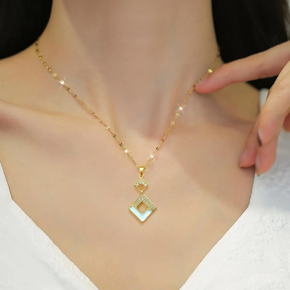 Necklace and Earring Sets for Women 14K Gold Plated Dainty Pearl Geometric Heart Rose Flower Rhinestone Charms Choker Earrings Statement Bridal Wedding Jewelry Set