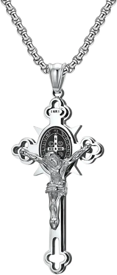 New 2026 Stainless Steel Christian Jesus Cross Pendant Necklace For Men Women Jewelry Fashion Accessories Creative Gift