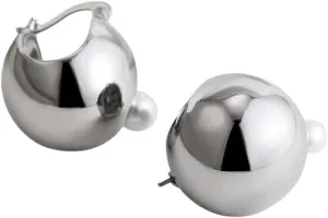 New 2026 Unisex Stainles Stell Fashion Hollow Ball Shape Round Chunky Hoop Earrings For Women Imitation Pearl Beads Small Ear Buckle Simple Jewelry Gift Trendy Accessories Creative For Women And Men
