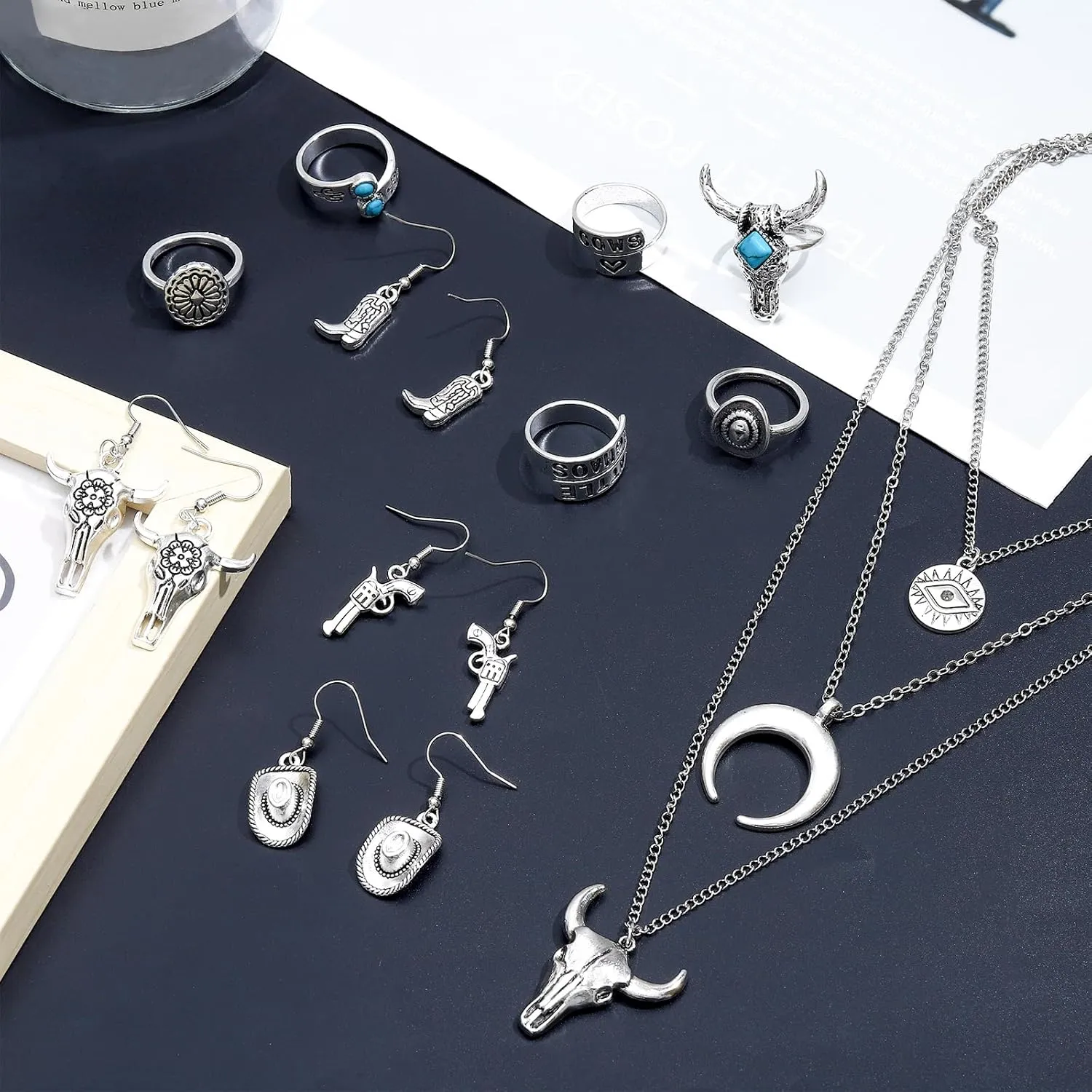 NEWITIN 33 Pieces Gold Jewelry Set for Women Fashion Costume Jewelry Gold Plated Necklace Bracelet Ring Earrings Set for Women