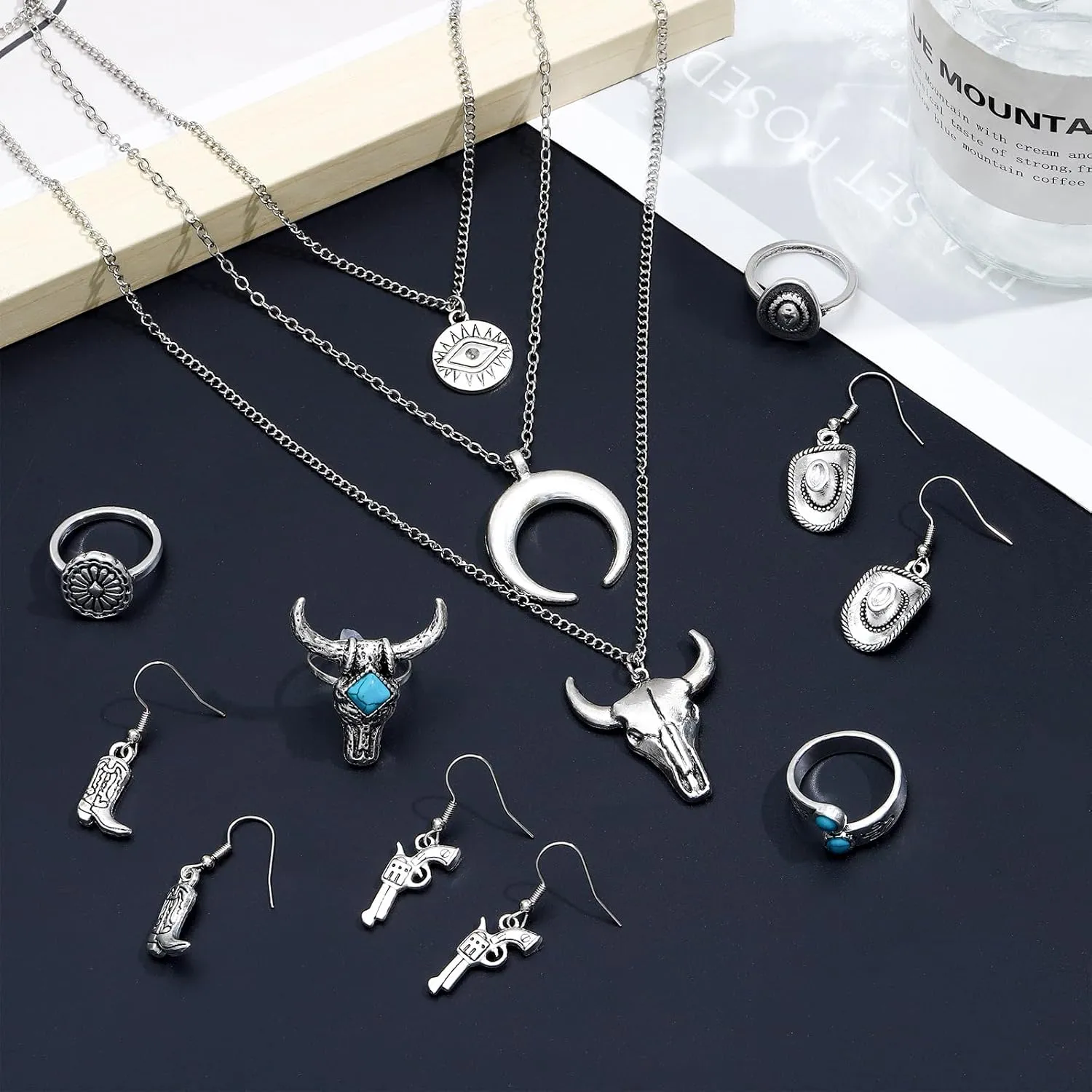 NEWITIN 33 Pieces Gold Jewelry Set for Women Fashion Costume Jewelry Gold Plated Necklace Bracelet Ring Earrings Set for Women