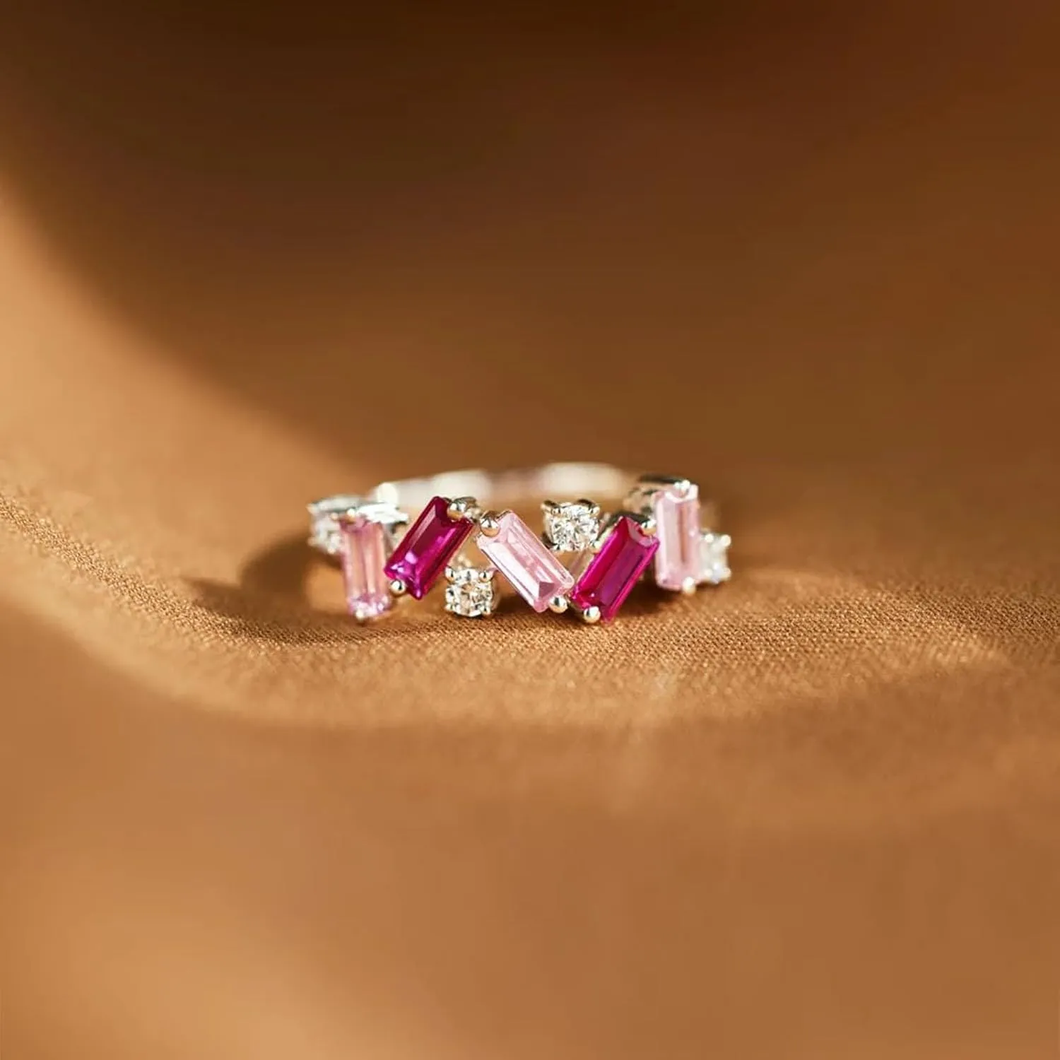 Nobody Has It All Together Pink Band Ring, S925 Plated with 18K White Gold Irregular Pink Self Love Ring All Your Broken Pieces Make You Beautiful Embrace your imperfections Pink Jewelry Gift for women