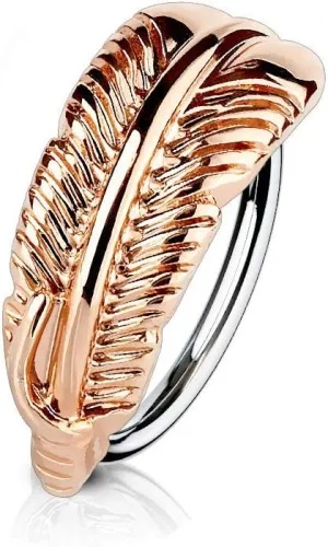 Nose and Cartilage Bendable Hoop Ring with Feather Hugger Top 316L Surgical Steel 20 Gauge 18 Gauge Sold Each