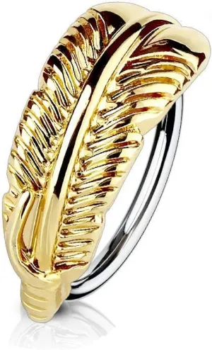 Nose and Cartilage Bendable Hoop Ring with Feather Hugger Top 316L Surgical Steel 20 Gauge 18 Gauge Sold Each
