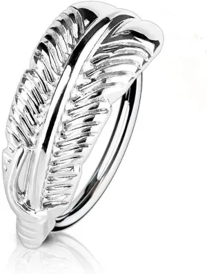 Nose and Cartilage Bendable Hoop Ring with Feather Hugger Top 316L Surgical Steel 20 Gauge 18 Gauge Sold Each