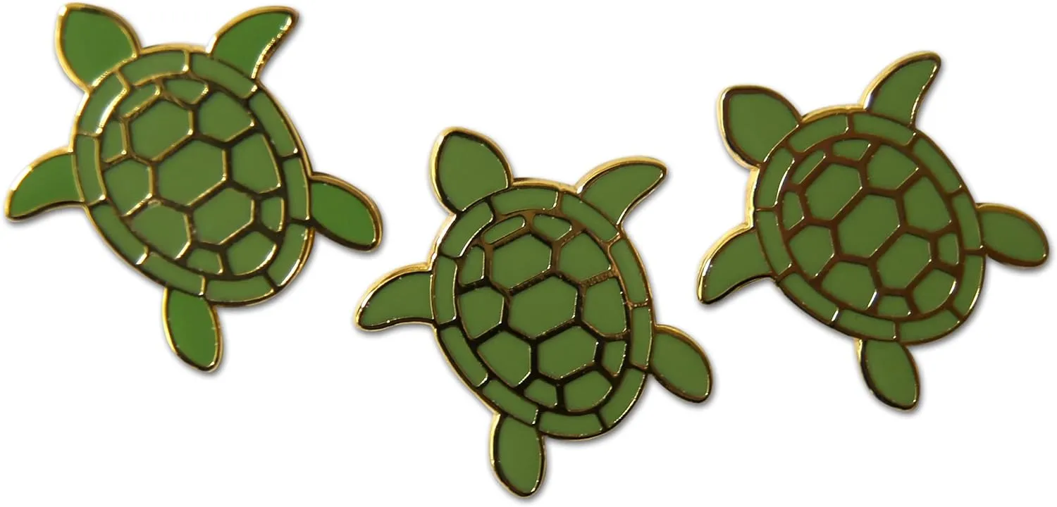 Novel Merk Green Turtle Pins Small Tortoise Pride Lapel, Hat & Tie Tack Set with Clutch Back (3 Pieces)